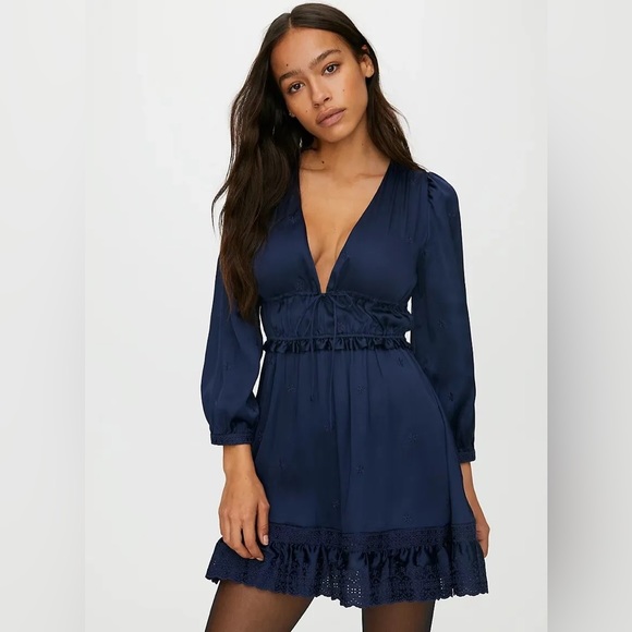 Aritzia/Sunday Best May Day Silk Longsleeve Mini Dress - Picture 1 of 5